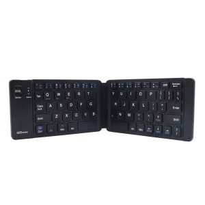 Portronics Chicklet Foldable Bluetooth QWERTY Keyboard | Mini Rechargeable Wireless Keyboard for iOS, Android & Windows | Pocket Size - (Black)