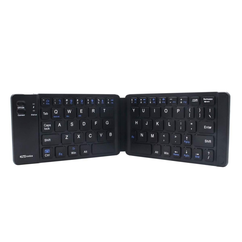 Portronics Chicklet Foldable Bluetooth QWERTY Keyboard | Mini Rechargeable Wireless Keyboard for iOS, Android & Windows | Pocket Size - (Black)