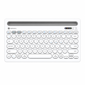 Portronics Bubble Dock Bluetooth Wireless Keyboard with 12-Inch Tablet & Smartphone Holder | Compact TKL Keyboard for Laptop, Desktop, Mac - (White)