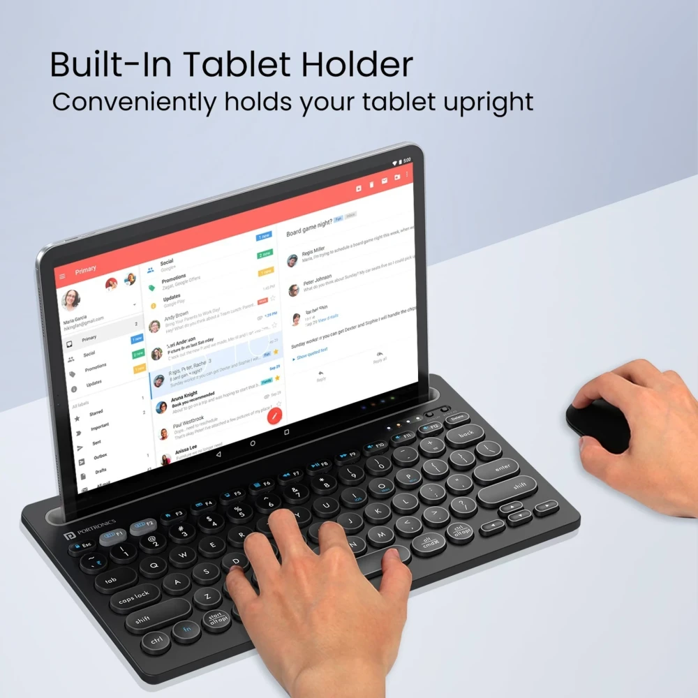 Portronics Bubble Dock Bluetooth Wireless Keyboard with Tablet & Smartphone Holder | Compact Tenkeyless Keyboard for Laptop, Desktop, Mac - (Black)