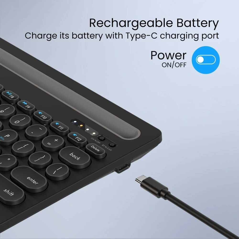 Portronics Bubble Dock Bluetooth Wireless Keyboard with Tablet & Smartphone Holder | Compact Tenkeyless Keyboard for Laptop, Desktop, Mac - (Black)