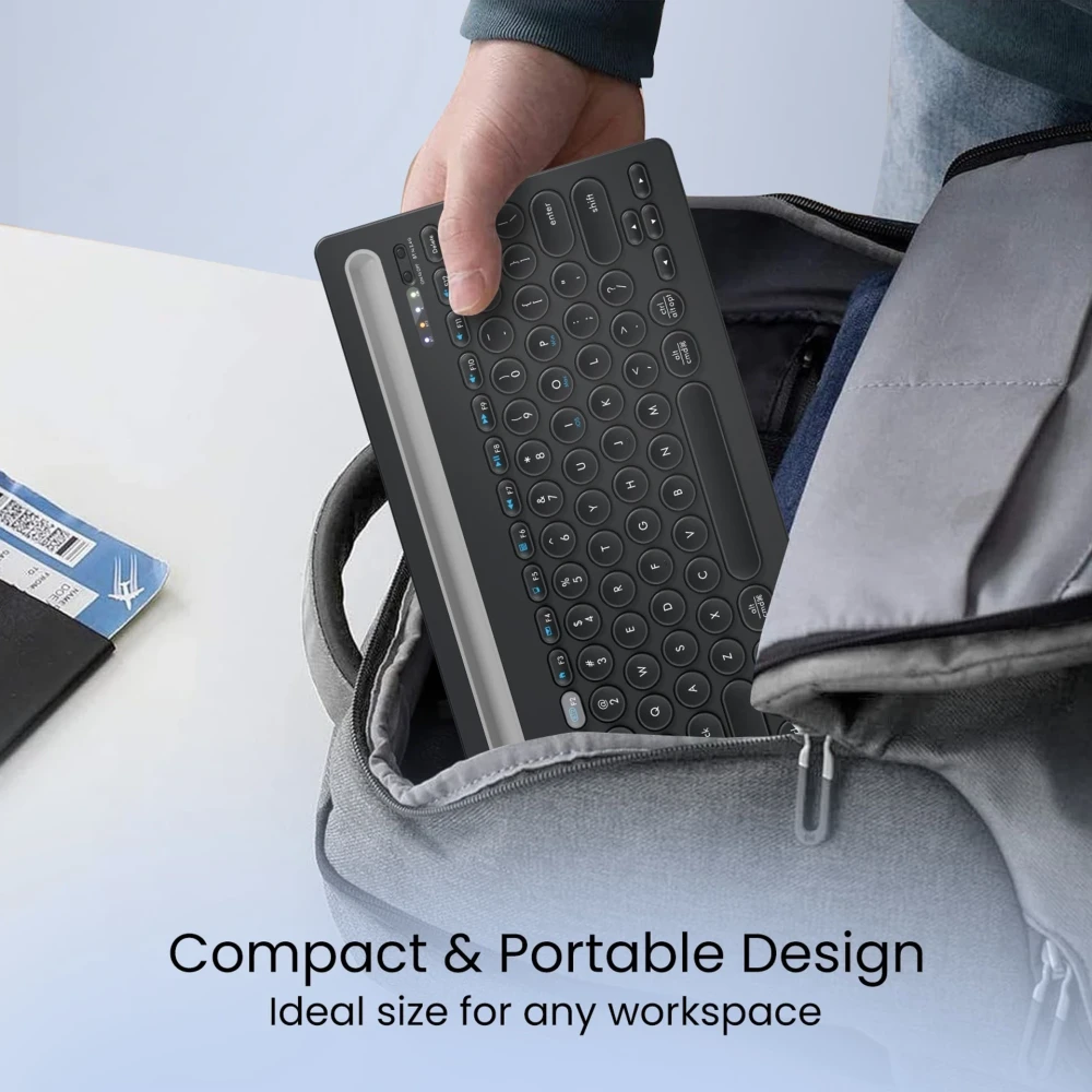 Portronics Bubble Dock Bluetooth Wireless Keyboard with Tablet & Smartphone Holder | Compact Tenkeyless Keyboard for Laptop, Desktop, Mac - (Black)