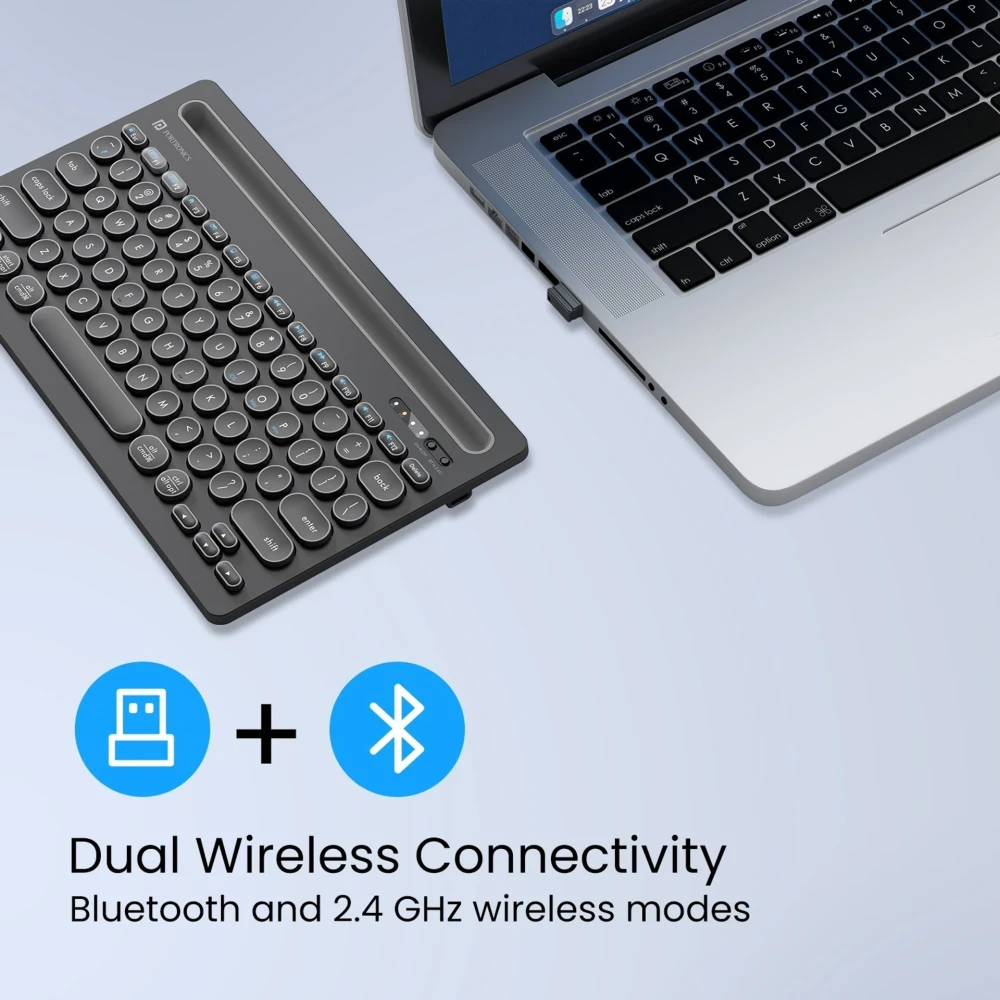Portronics Bubble Dock Bluetooth Wireless Keyboard with Tablet & Smartphone Holder | Compact Tenkeyless Keyboard for Laptop, Desktop, Mac - (Black)
