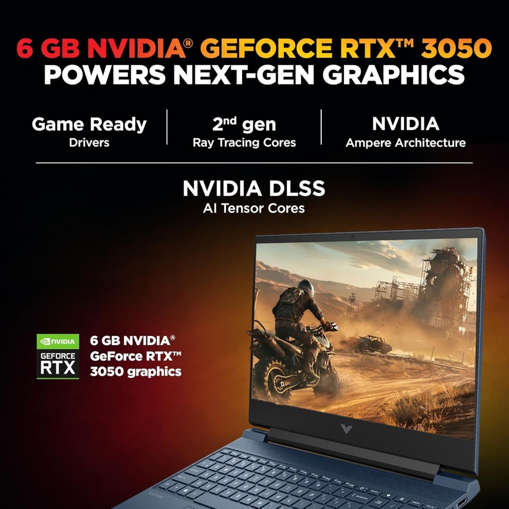 HP Smartchoice Victus Gaming Laptop with AMD Ryzen 7 7445HS, NVIDIA GeForce RTX 3050 6GB Graphics, 16GB DDR5 RAM, 512GB SSD, 15.6-inch FHD 144Hz Display, Windows 11 & Microsoft Office (fb3134AX/3120AX) – (Blue)
