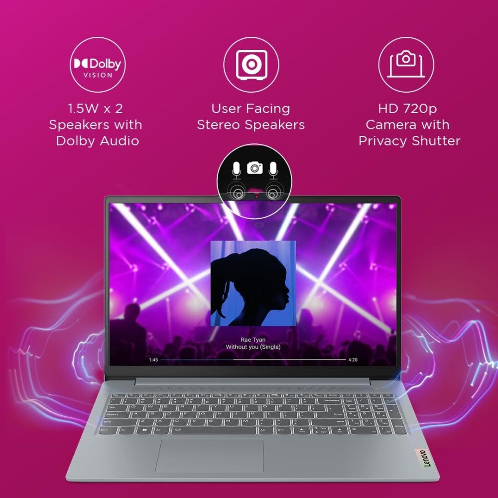 Lenovo Ideapad Slim 3 AMD Ryzen 5 7520U 15.6" (39.6cm) FHD Thin and Light Laptop (16GB/512GB SSD/Windows 11/Microsoft 365 Basic + Office Home 2024/Backlit Keyboard/Grey/1.6Kg), 82XQ00XDIN.