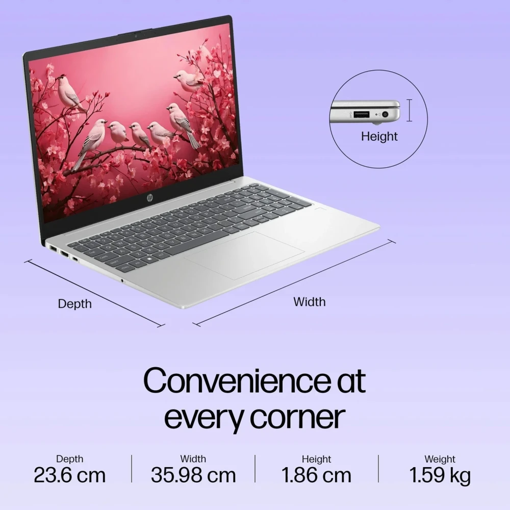 HP 15s Metal Intel Core i3 13th Gen 1315U - (8 GB/512 GB SSD/Windows 11 Home) 15-hr0005TU Thin and Light Laptop (15.6 Inch, Natural Silver, 1.59 Kg, With MS Office)