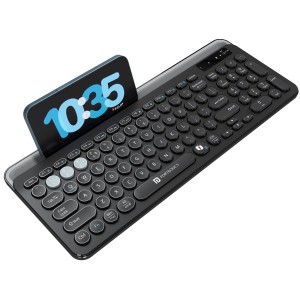 Portronics Bubble 3.0 Wireless Keyboard with Bluetooth & 2.4GHz USB Receiver | Rechargeable, Multimedia Hotkeys, Numpad - (Black)