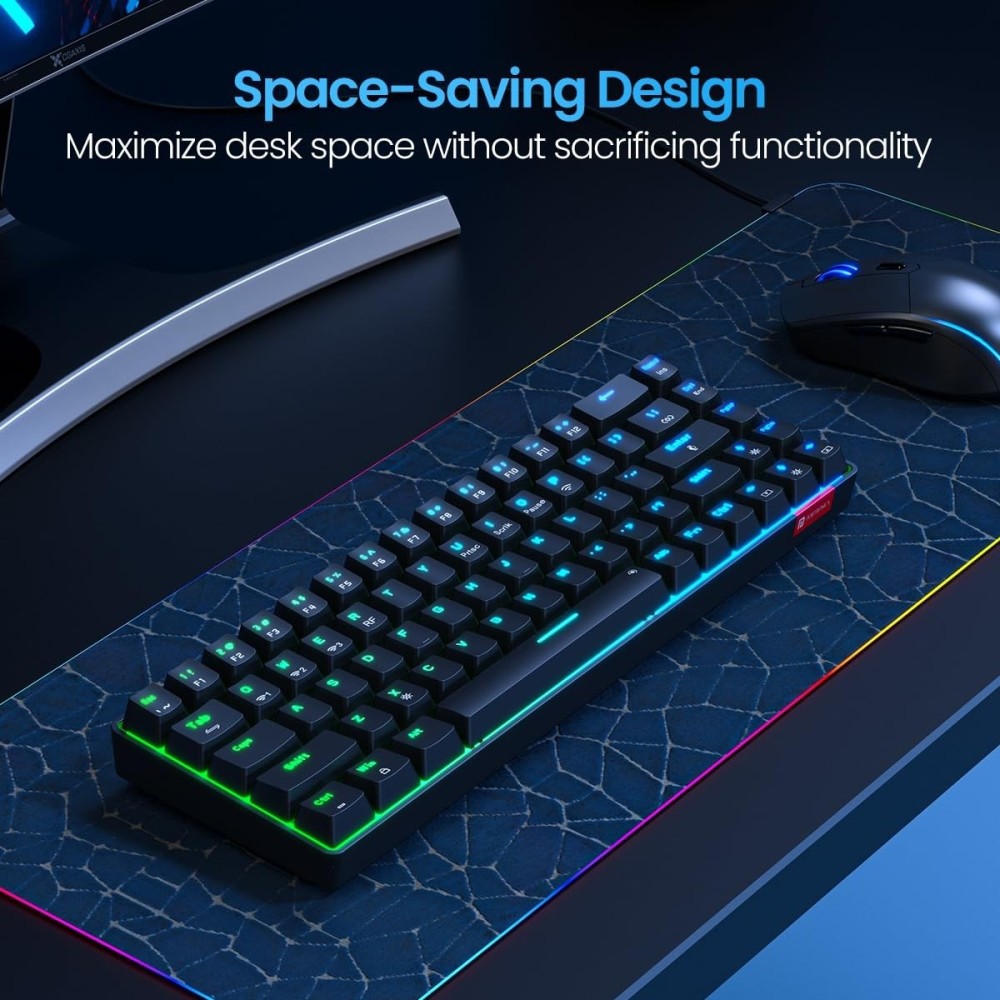 Portronics Hydra 10 Wireless Mechanical Gaming Keyboard | Bluetooth & 2.4GHz | Red Switches | TKL RGB Backlit | Multi-Device - (Black)