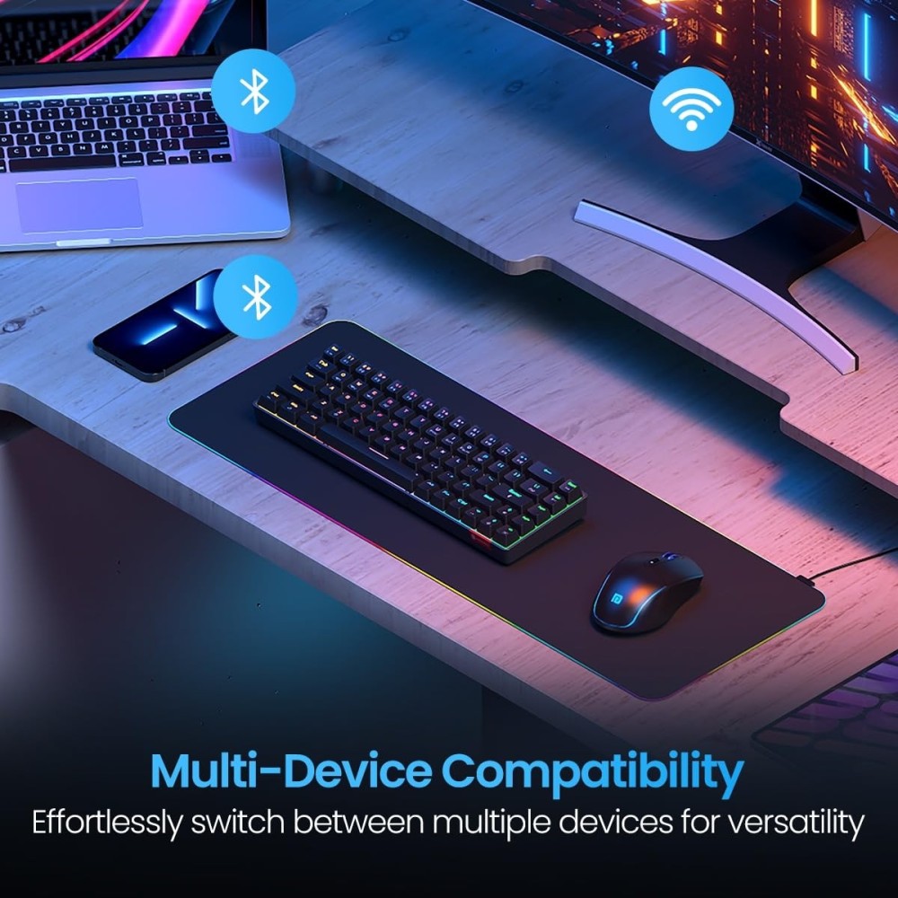 Portronics Hydra 10 Wireless Mechanical Gaming Keyboard | Bluetooth & 2.4GHz | Red Switches | TKL RGB Backlit | Multi-Device - (Black)