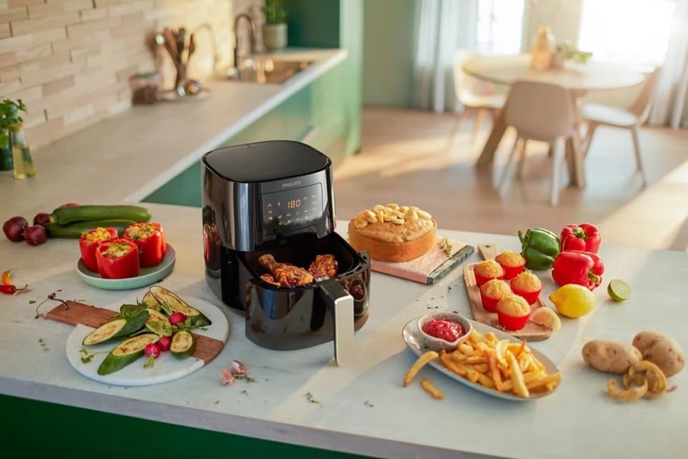 Philips Essential Air Fryer HD9252/70 | 4.1L Digital Air Fryer with Rapid Air Technology, 7 Presets Touch Screen, Up to 90% Less Fat - (Black)
