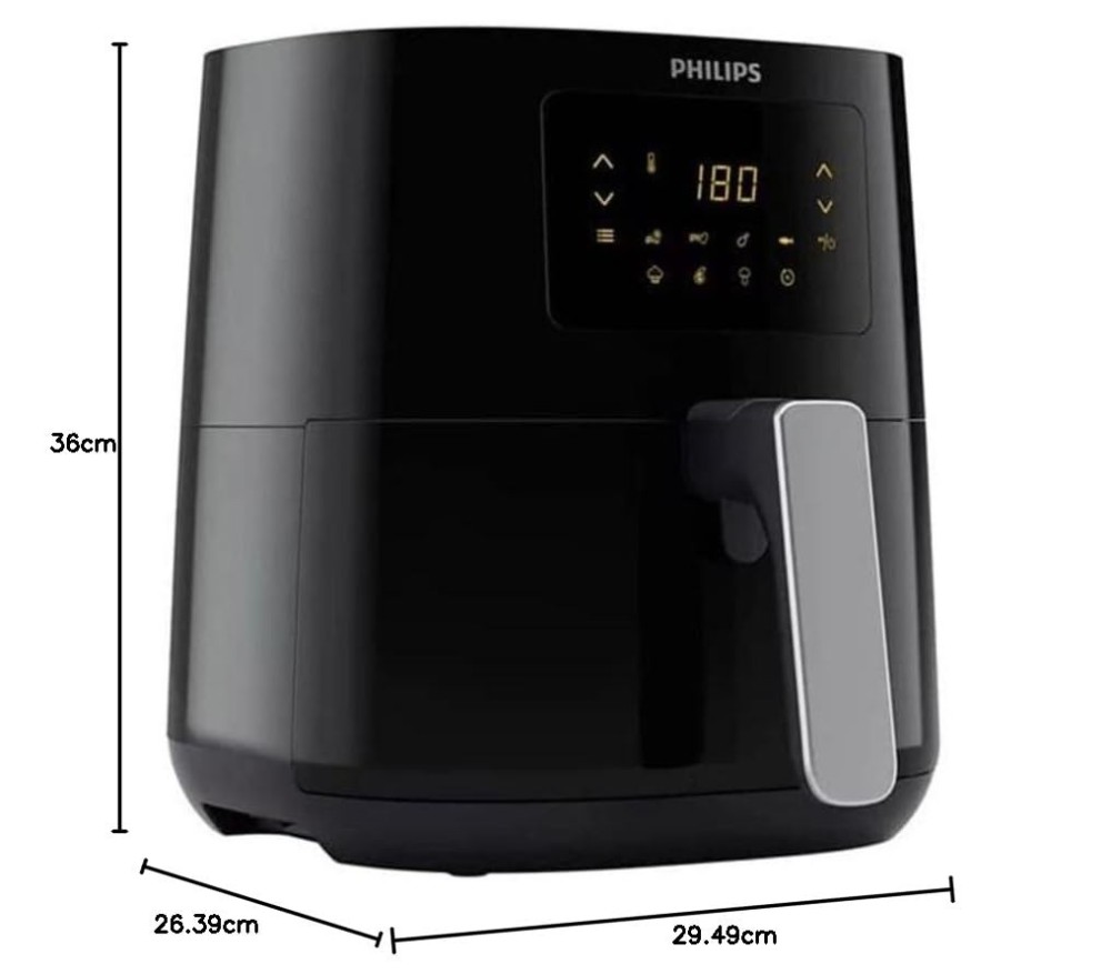 Philips Essential Air Fryer HD9252/70 | 4.1L Digital Air Fryer with Rapid Air Technology, 7 Presets Touch Screen, Up to 90% Less Fat - (Black)