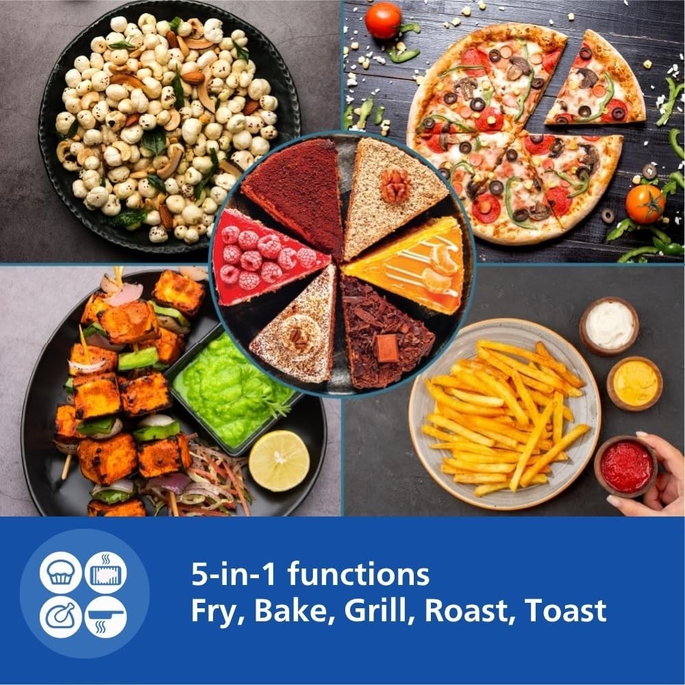 Philips Air Fryer NA231/00 6.2L 1700W Digital Touch Panel | Rapid Air Technology | Cooking Window | 90% Less Fat | Extra Large - (Black)