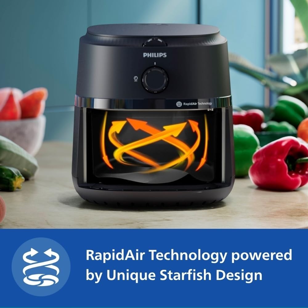 Philips Air Fryer NA130 6.2L Extra Large 1700W | Rapid Air Technology | Uses Up to 90% Less Fat - (Black)