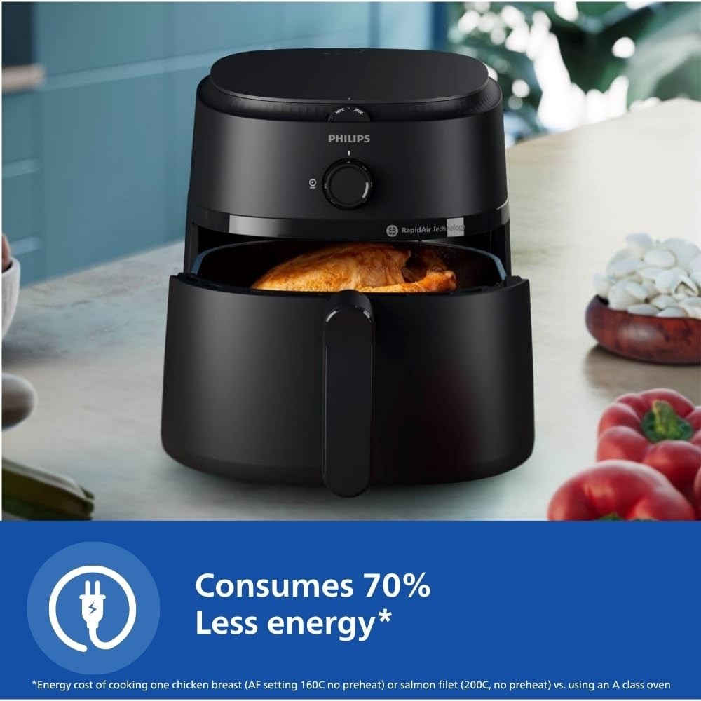 Philips Air Fryer NA130 6.2L Extra Large 1700W | Rapid Air Technology | Uses Up to 90% Less Fat - (Black)