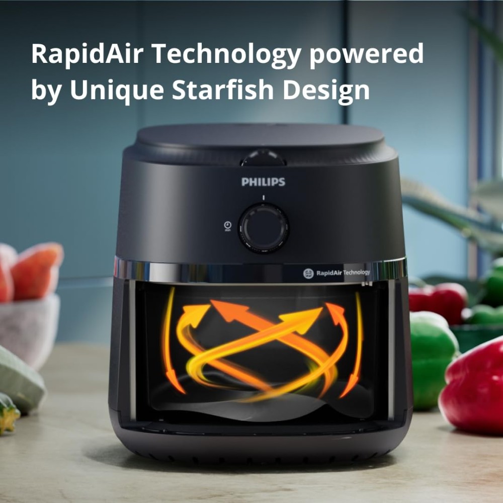 Philips Air Fryer NA120/00 4.2L 1500W | Rapid Air Technology | Up to 90% Less Fat | Large Digital Air Fryer - (Black)