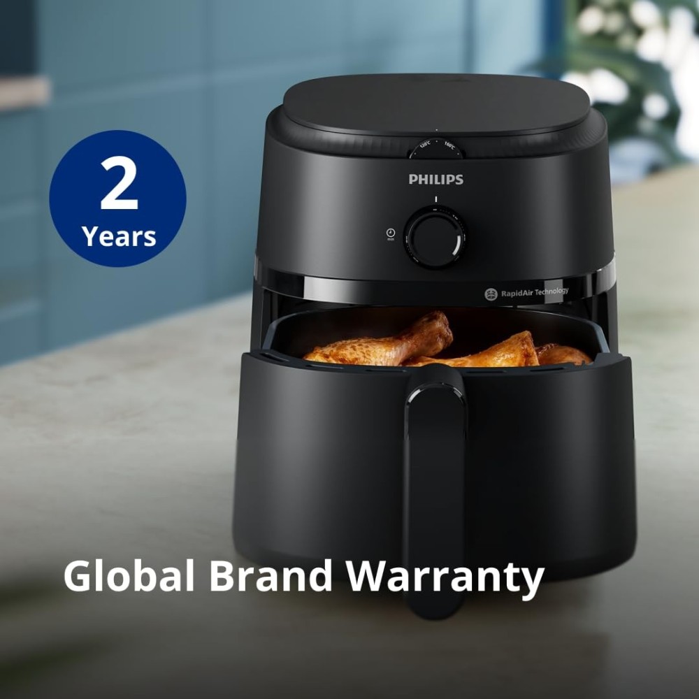 Philips Air Fryer NA120/00 4.2L 1500W | Rapid Air Technology | Up to 90% Less Fat | Large Digital Air Fryer - (Black)