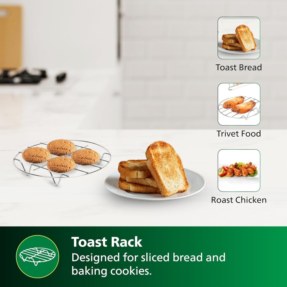 Philips Airfryer Breakfast Kit HD9825/01 with Toast Rack, Muffin Cups, Oil Brush & Tong | Compatible with Large Philips Airfryers