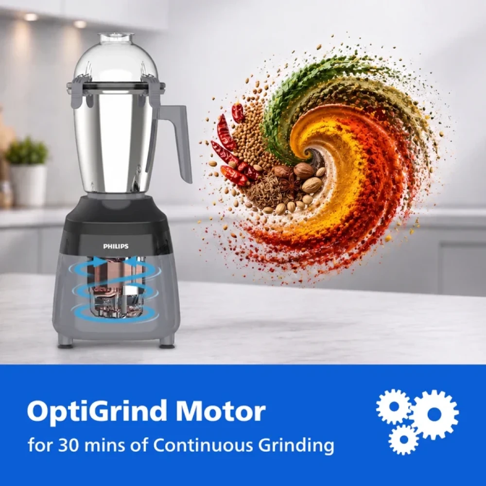 Philips HR7000/00 750W Mixer Grinder | Powerful Kitchen Mixer with Multi-Purpose Jars