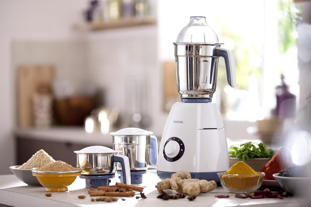 Philips Viva Collection HL7701/00 750W Mixer Grinder with 4 Stainless Steel Jars | Leakproof Juicer Mixer Grinder - (Elegant Lavender & White)