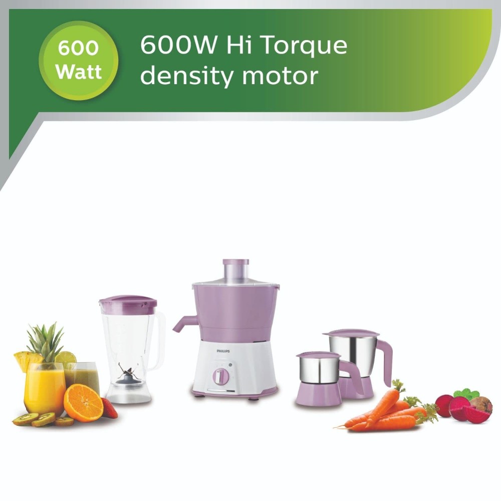 Philips Viva Collection HL7581/00 Juicer Mixer Grinder | 600W Turbo Motor | 4 Jars