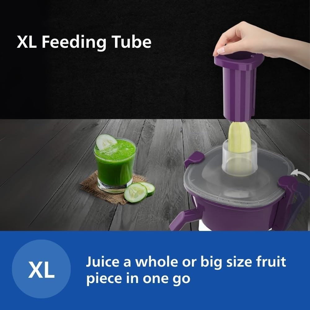 Philips HL7568/02 500W Juicer Mixer Grinder with 3 Jars & XL Feeding Tube | Quick & Easy Assembly