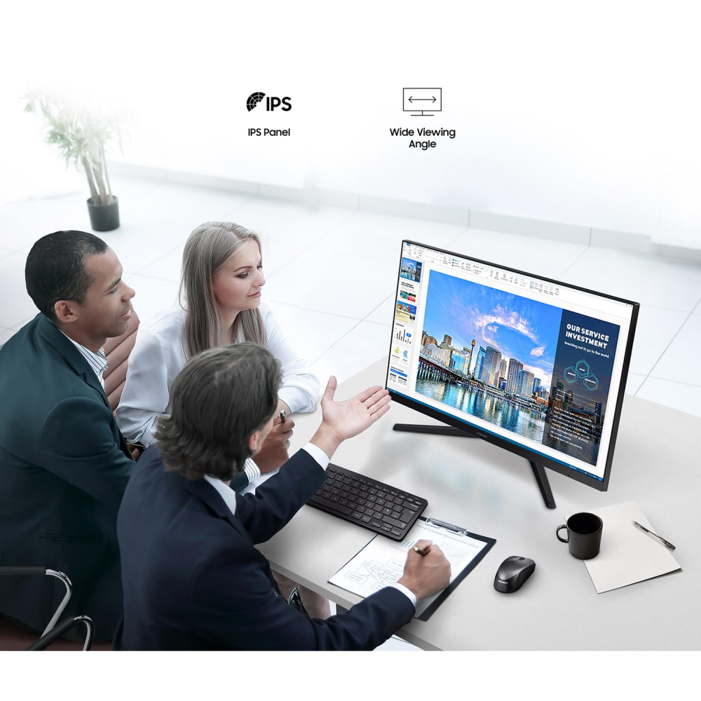 Samsung 22 Inch FHD IPS Monitor 1920 x 1080 with 75Hz Refresh Rate, Bezel-Less Design, AMD FreeSync, Flicker-Free Technology, HDMI & D-Sub Connectivity – (Black) LS22C310EAWXXL
