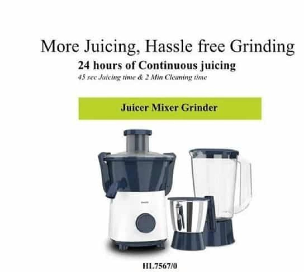 Philips HL7567/00 Juicer Mixer Grinder 500W with 2 Jars (Deep Azure)