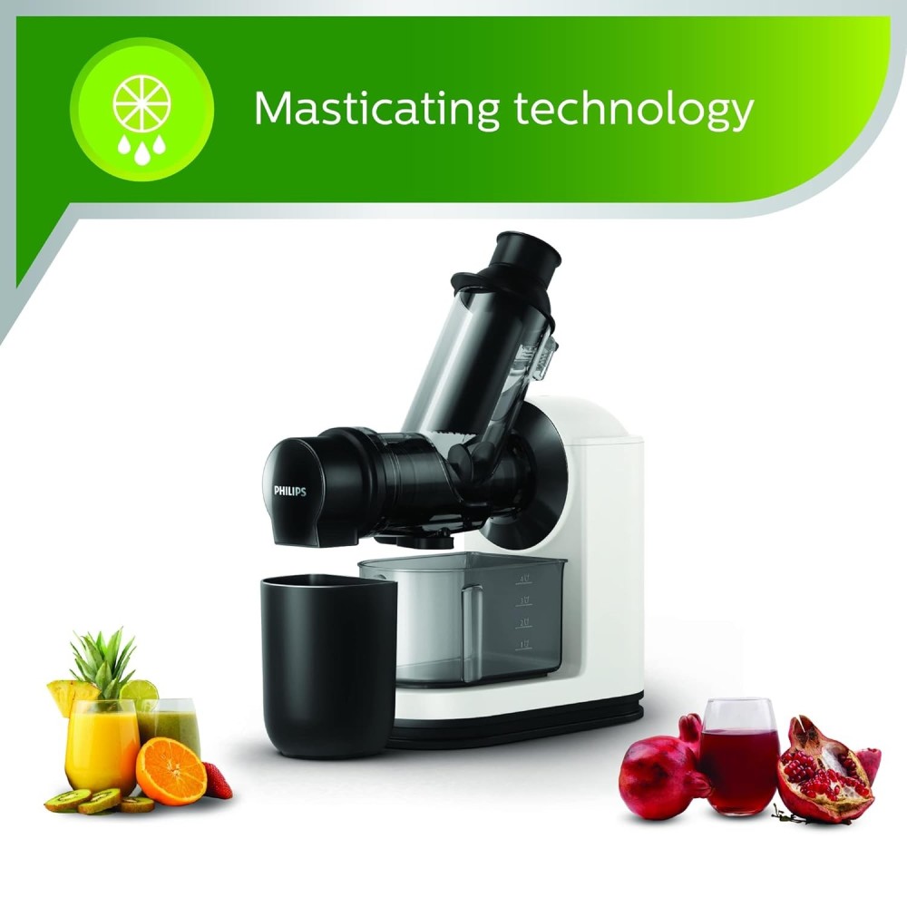 Philips Viva Collection HR1887/81 Masticating Cold Press Slow Juicer , 70mm XL Feed Tube & Quick Clean , Maximum Nutrition
