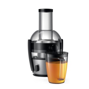 Philips Viva Collection HR1863/20 Centrifugal Juicer 800W | Whole Fruit Juicer with XL Feeding Tube, QuickClean Technology, 2L Capacity - (Black & Silver)