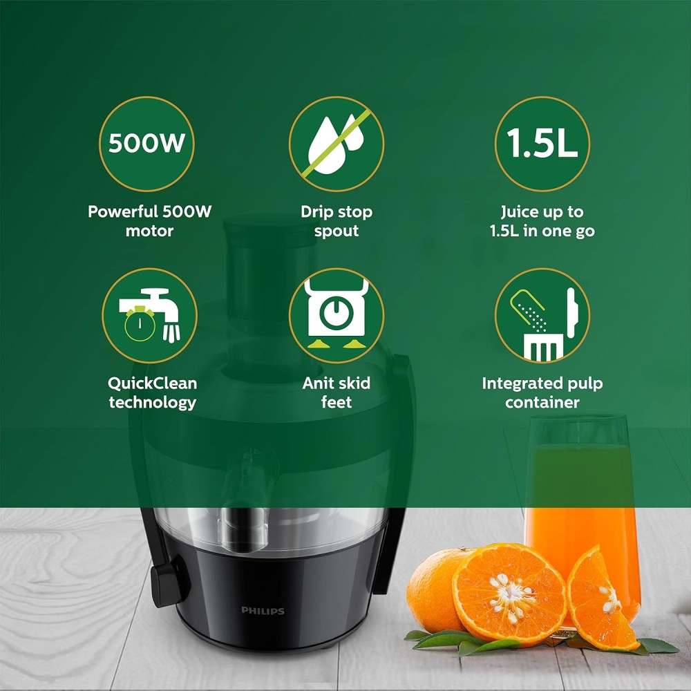 Philips HR1832/00 Viva Collection Juicer 1.5L 400W with QuickClean Technology – (Black)