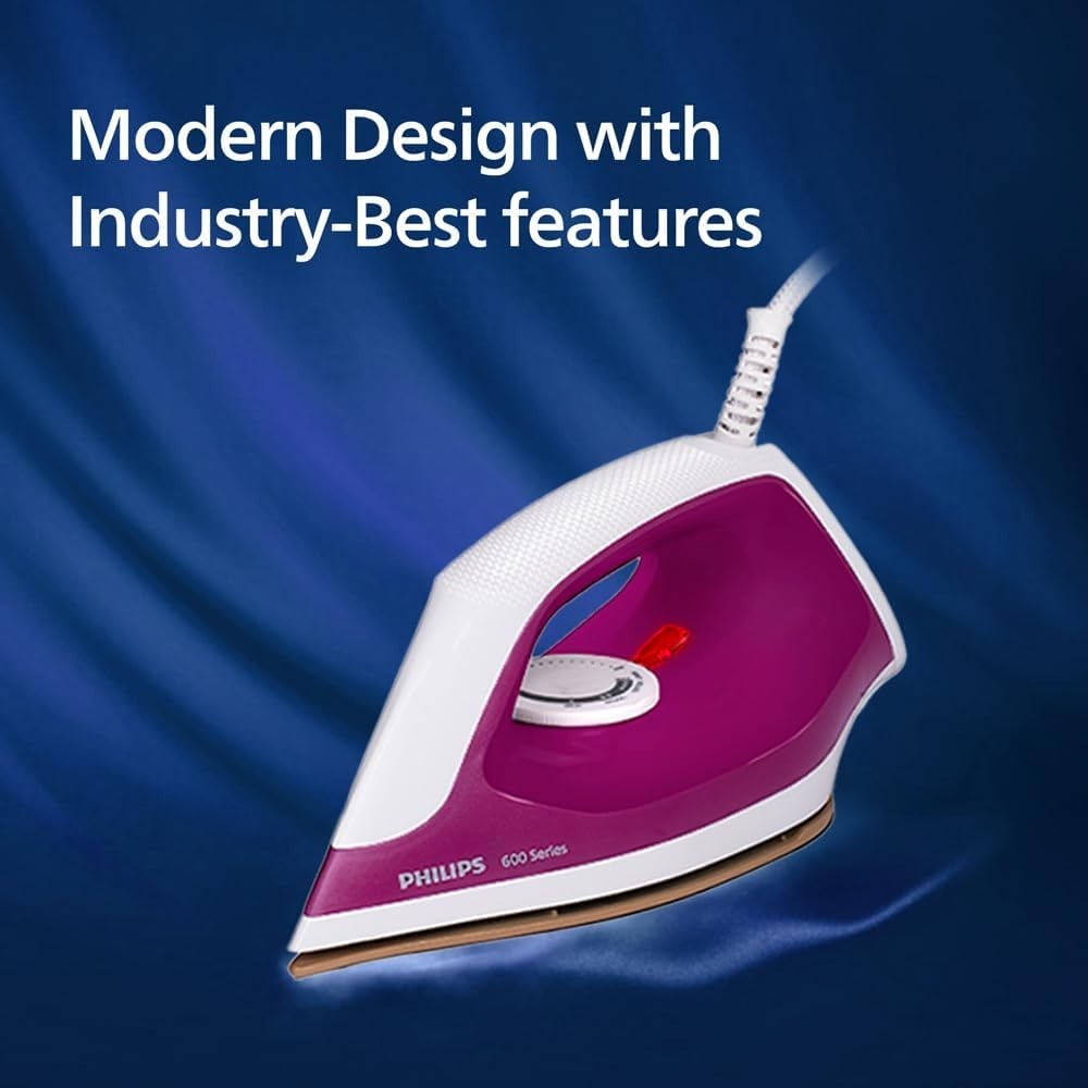 Philips Dry Iron DST0610/30 – 1000W | Golden Advanced Alloy Soleplate | 3-Year Warranty