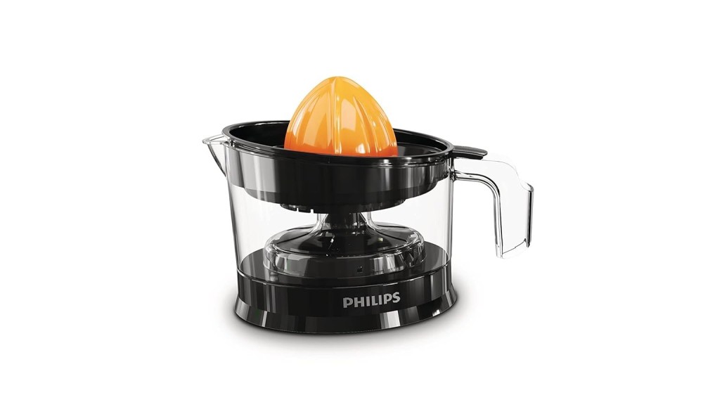 Philips Citrus Press Juicer HR2777/00 0.5L , 25W Citrus Juicer with 2 Sized Cones for Maximum Juice Extraction