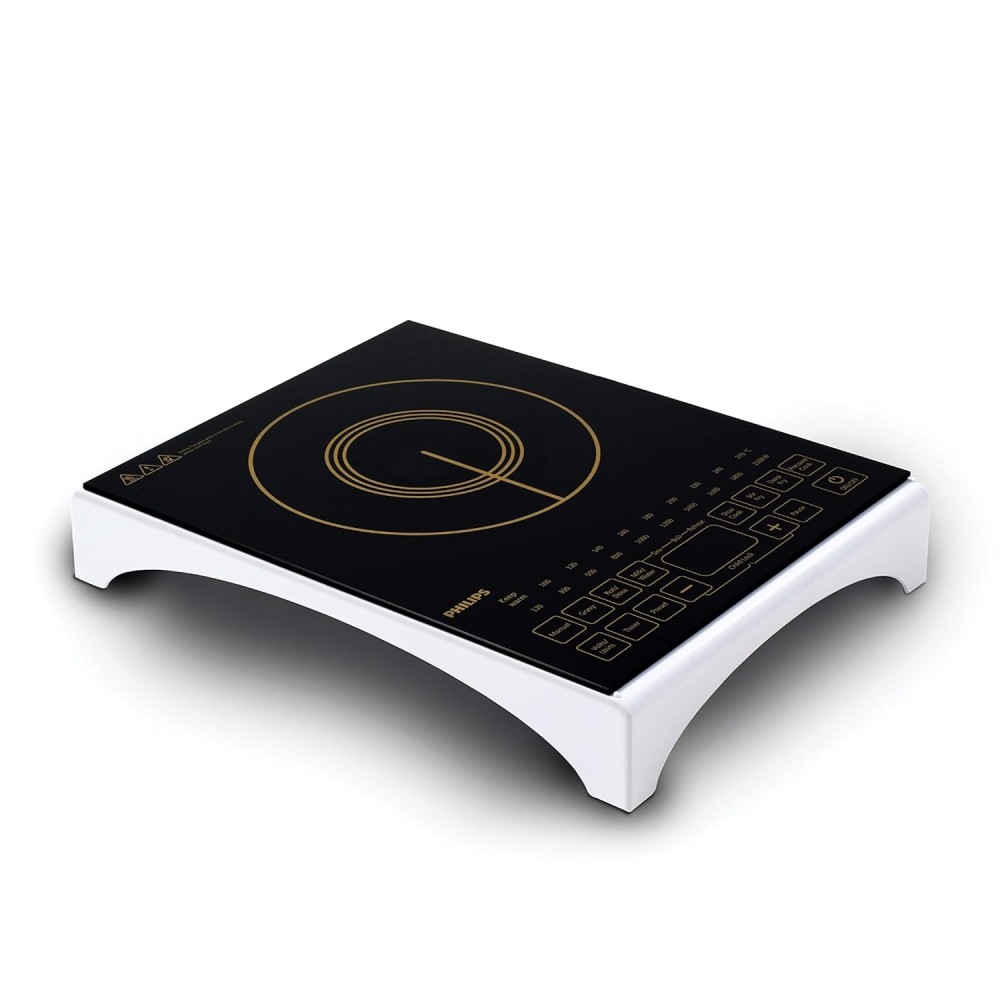 Philips Viva Collection HD4938/01 2100W Glass Induction Cooktop , Sensor Touch , Full Crystal Glass - (Black)
