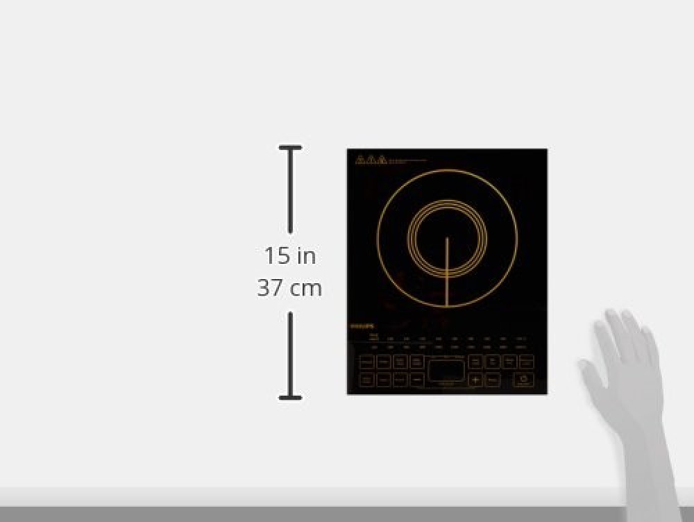 Philips Viva Collection HD4938/01 2100W Glass Induction Cooktop , Sensor Touch , Full Crystal Glass - (Black)