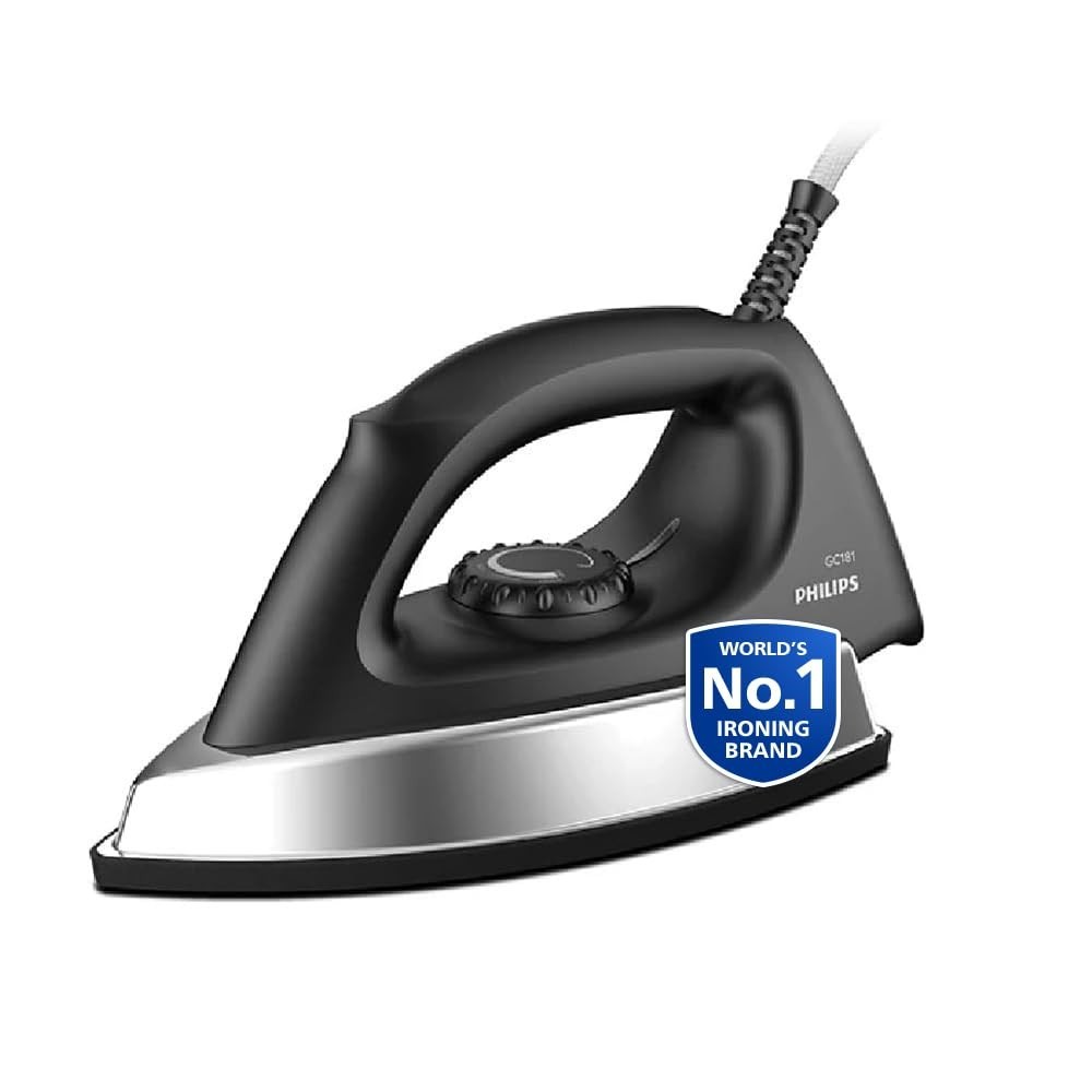 Philips GC181/80 Heavyweight Dry Iron 1000W Non-Stick Soleplate Black