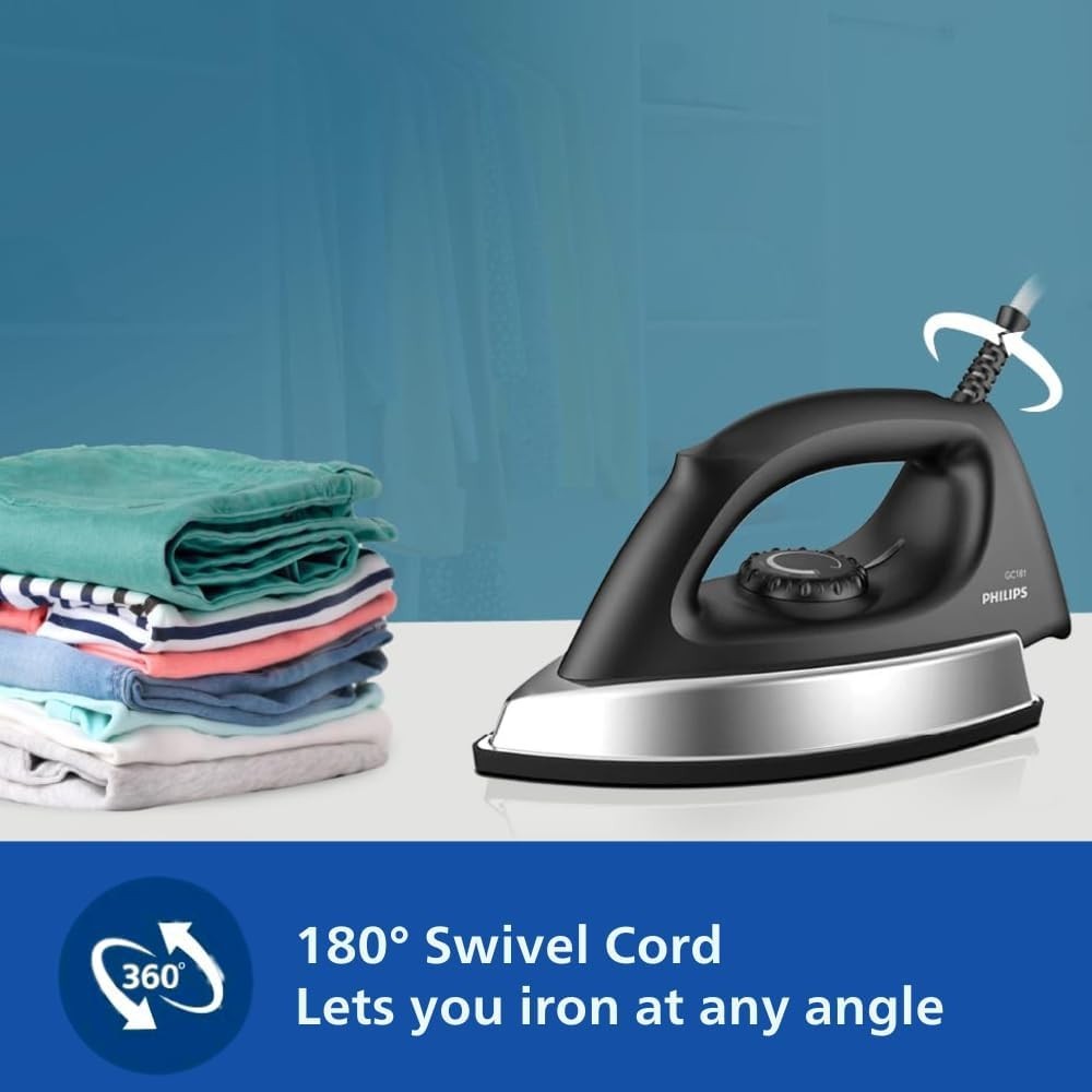 Philips GC181/80 Heavyweight Dry Iron 1000W Non-Stick Soleplate Black