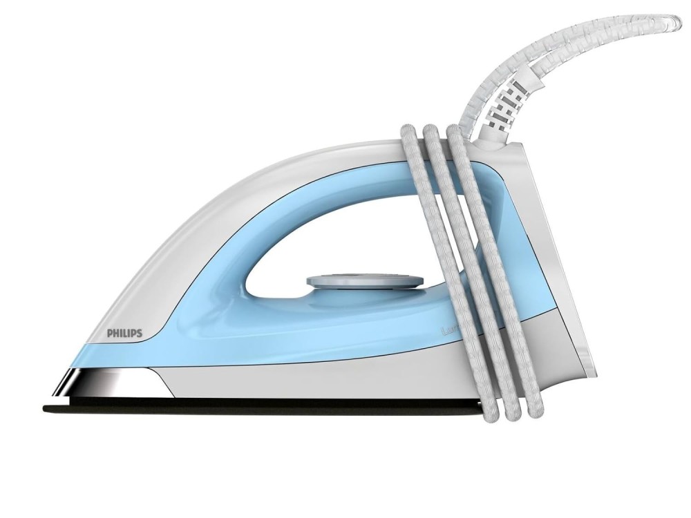 Philips GC157/02 1100W Dry Iron with Black American Heritage Soleplate White Blue