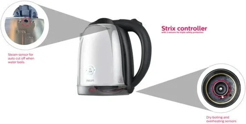 Philips HD9383/00 1.8L Electric Kettle 1800W Stainless Steel Body with Auto Cut-Off & Dry Boil Protection – (Black)