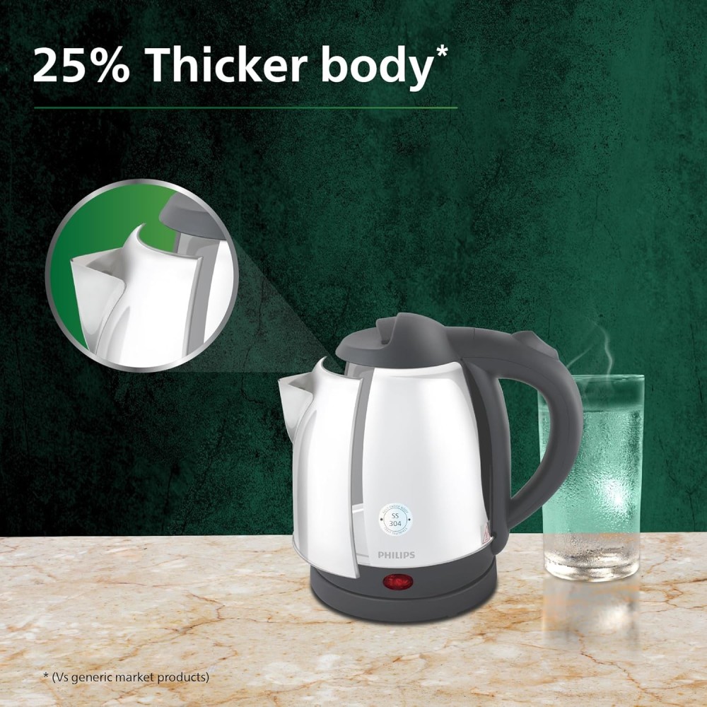 Philips HD9363/02 1.2L Electric Kettle – Stainless Steel, 1300W Fast Boiling
