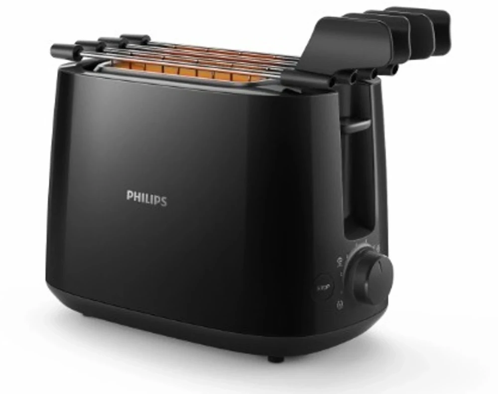 Philips HD2583/90 600W 2-Slice Pop-Up Toaster with Bun Warmer, 8 Browning Settings - (Black)