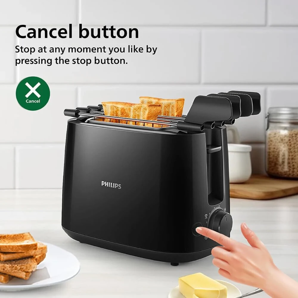 Philips HD2583/90 600W 2-Slice Pop-Up Toaster with Bun Warmer, 8 Browning Settings - (Black)