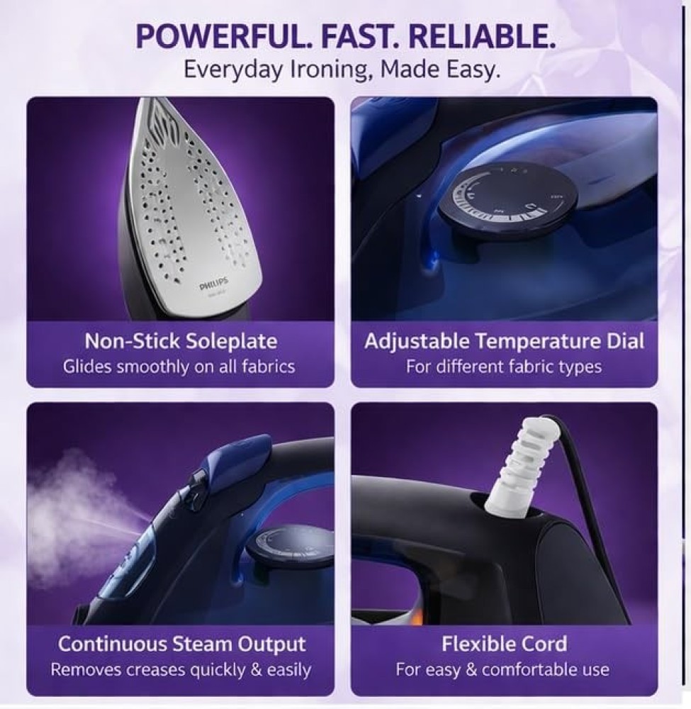 Philips DST1520/20 Steam Iron 1750W Ceramic Soleplate with Steam Boost