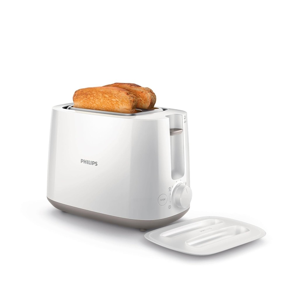 Philips HD2582/00 830W 2 Slice Pop-Up Toaster with Bun Warmer, 6 Browning Settings - (White)