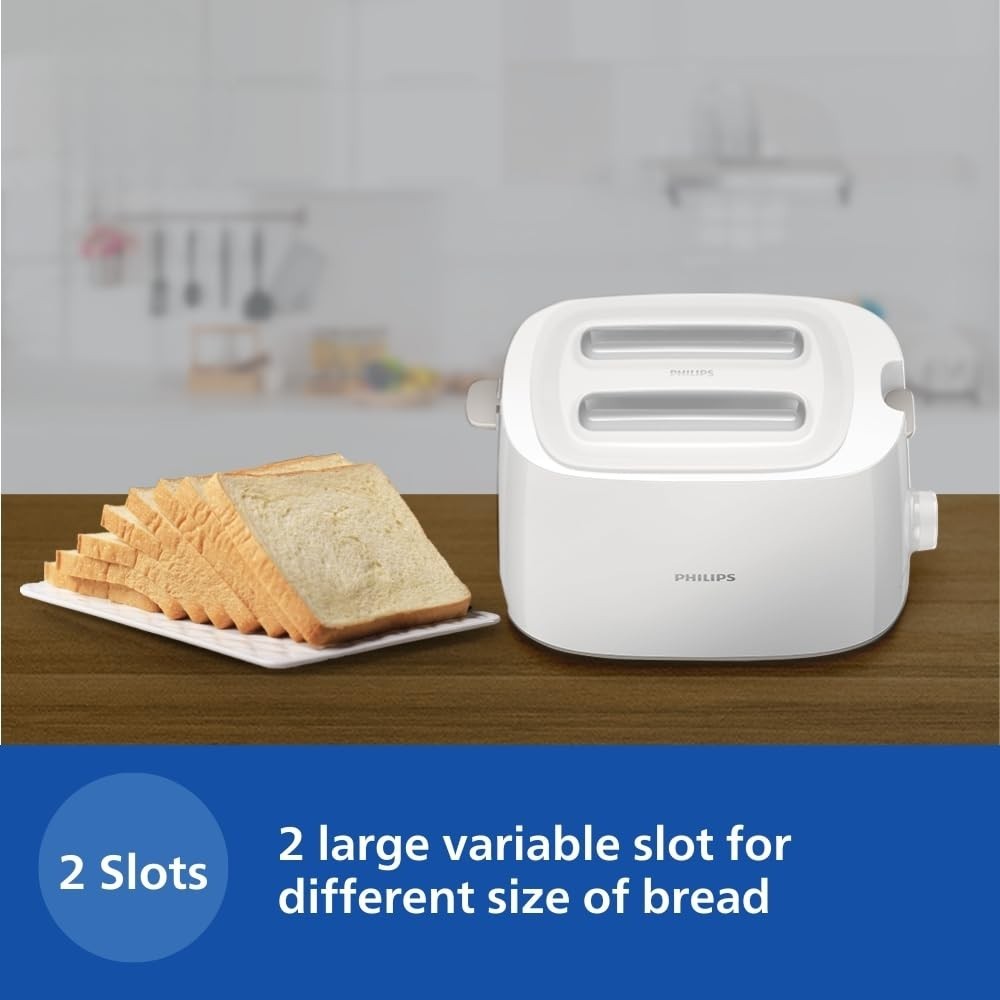Philips HD2582/00 830W 2 Slice Pop-Up Toaster with Bun Warmer, 6 Browning Settings - (White)