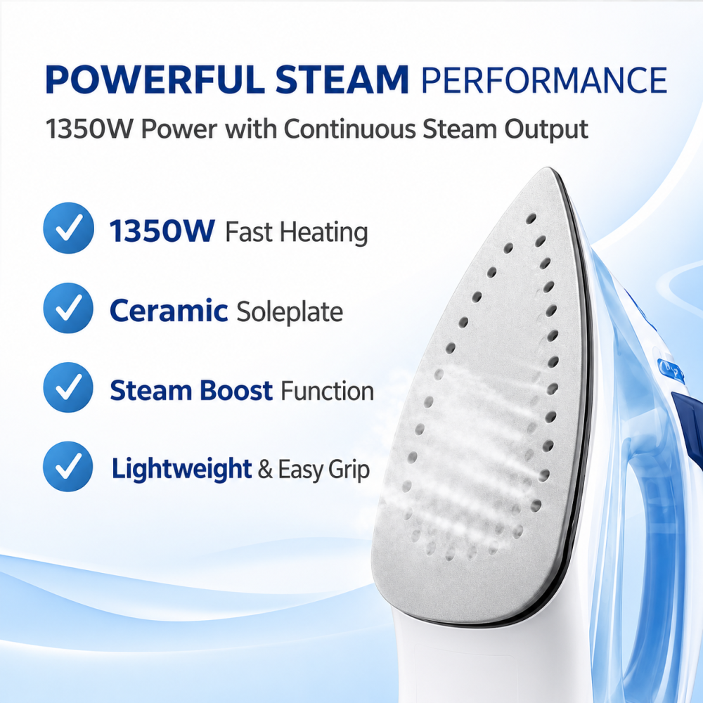 Philips DST1510/20 1350W Steam Iron with Ceramic Soleplate & 180g Steam Boost