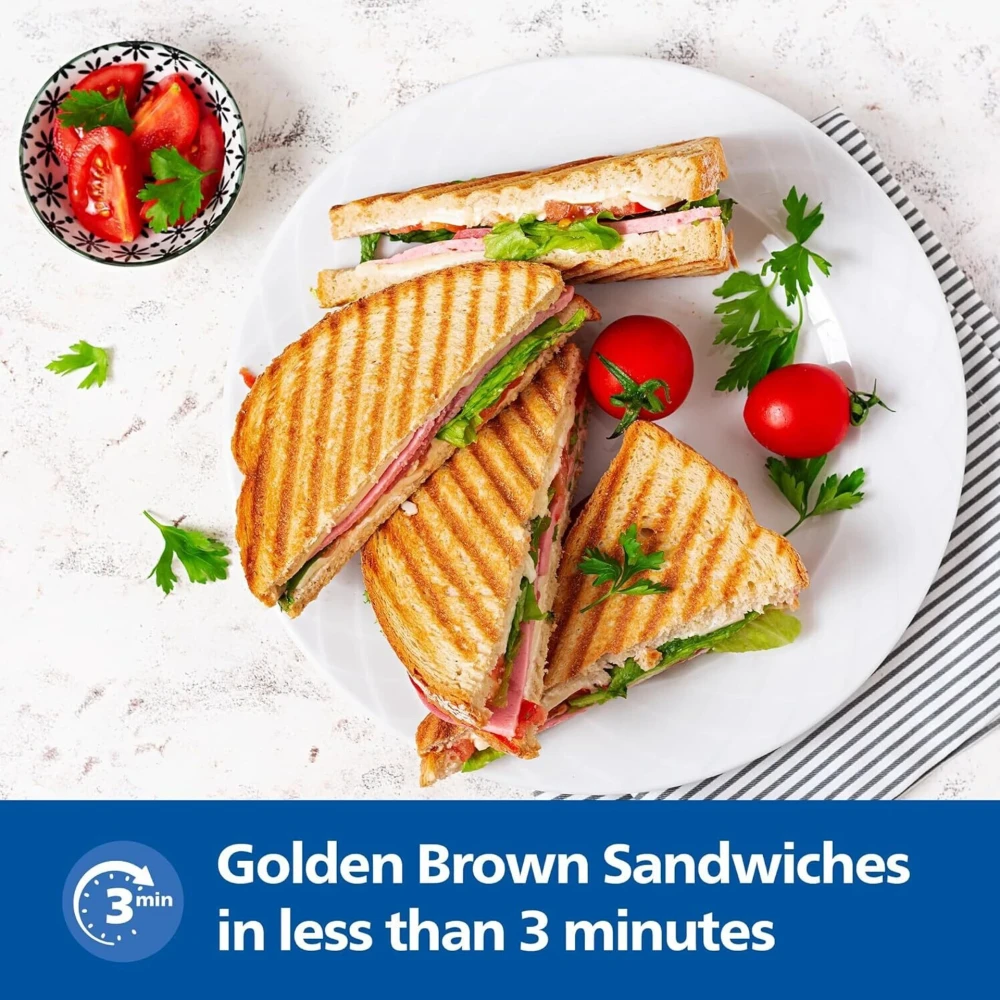 Philips HD3010/80 Grill Sandwich Maker , 700W Non-Stick Grill Plates , Cool Touch Handle - (Black & Silver)