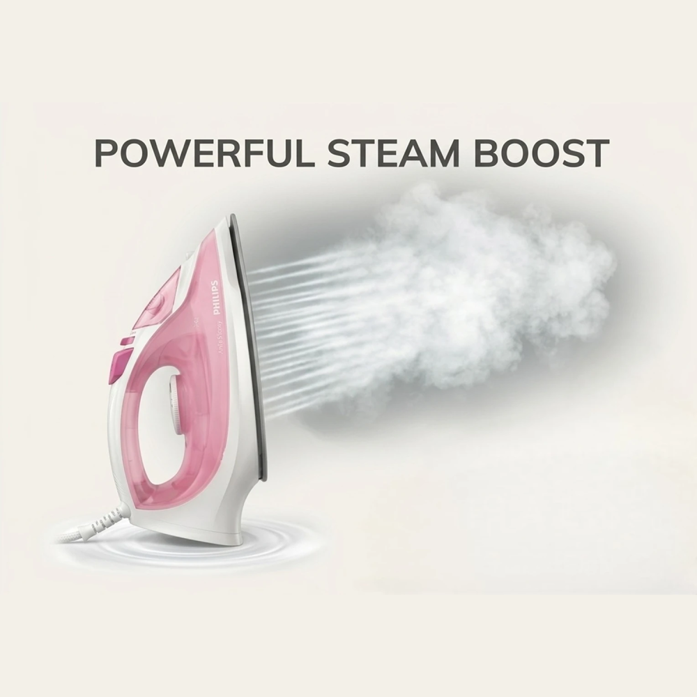 Philips GC1022/40 2000W Steam Iron with Non-Stick Soleplate | Pink