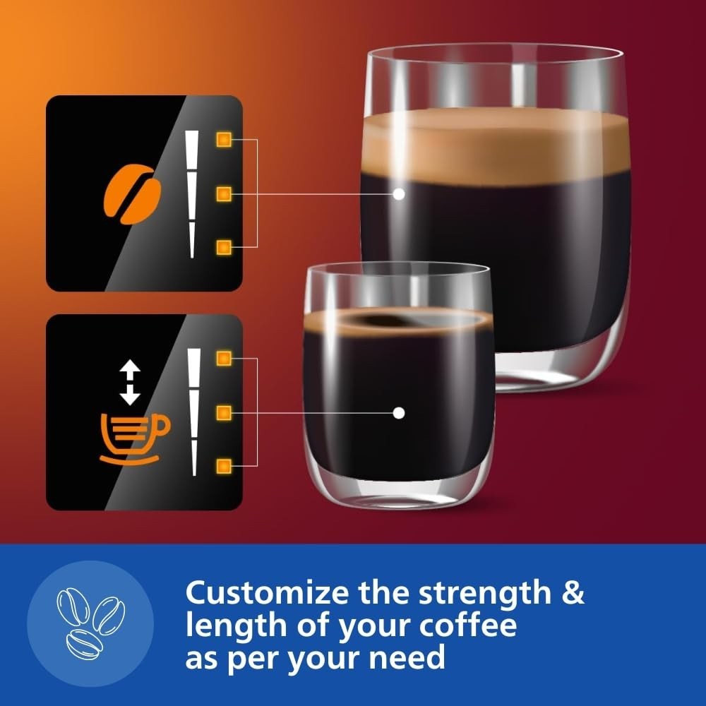 Philips Versuni EP3221/40 Fully Automatic Bean to Cup Espresso Coffee Machine with Milk Frother , Espresso, Black Coffee, Lungo & Americano