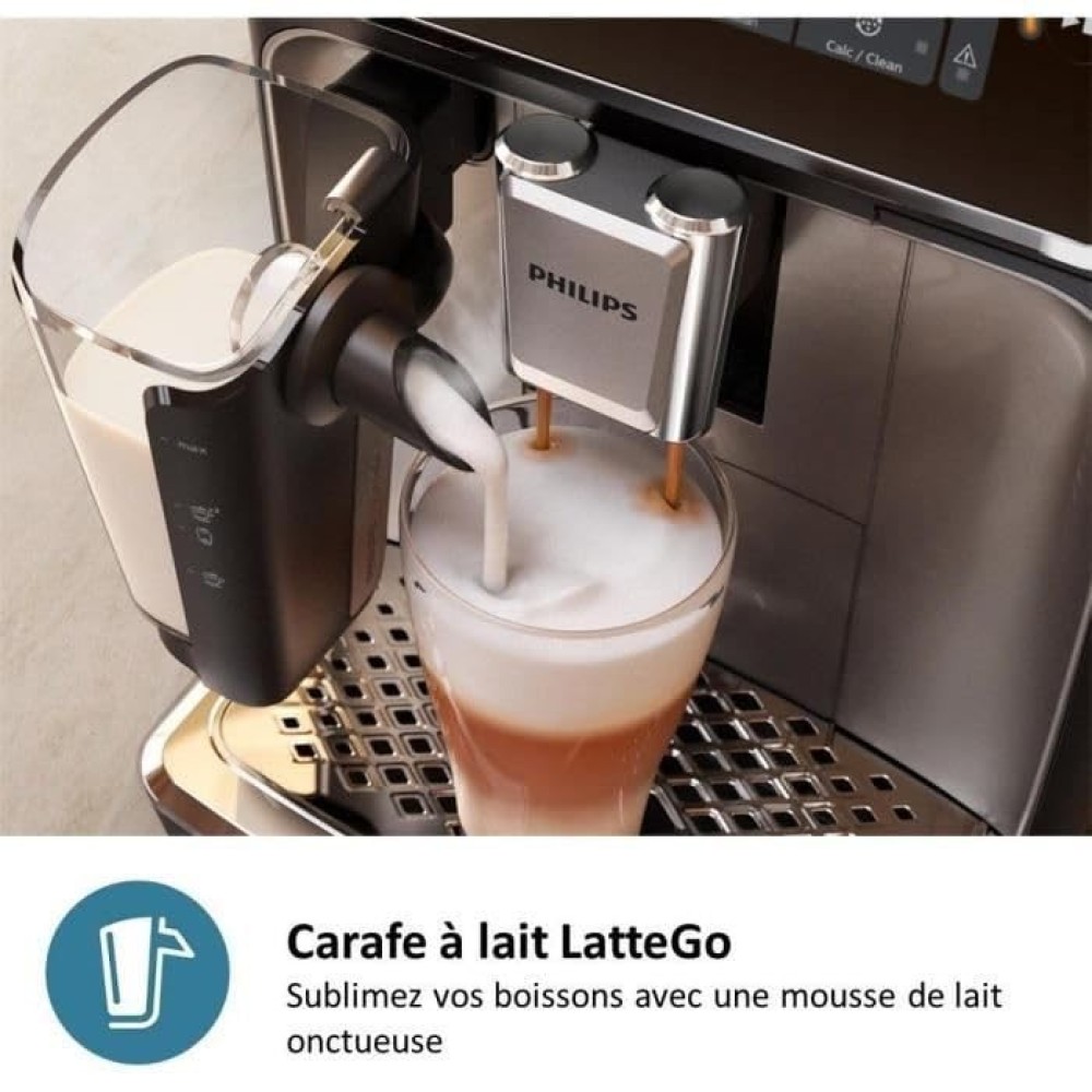 PHILIPS Versuni LatteGo EP2230/10 Fully Automatic Bean to Cup Espresso Coffee Machine, 3 One-Touch Coffees, 15 Bar Pressure, Ceramic Grinder