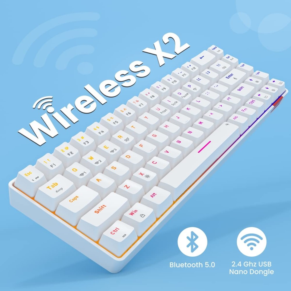Portronics Hydra 10 Mechanical Wireless Gaming Keyboard with Bluetooth 5.0 & 2.4GHz RGB Keyboard - (Red)